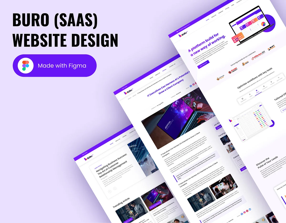 Saas website landing page design